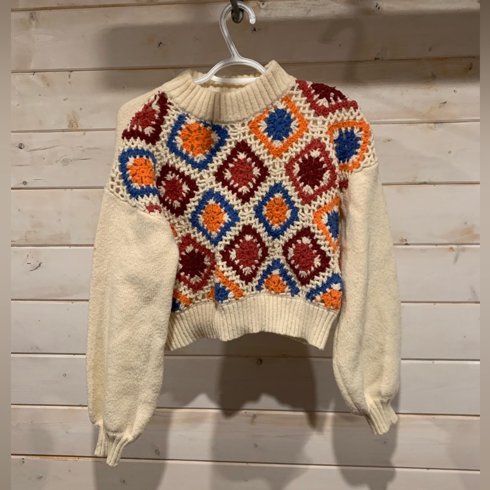 Dreamers by Debut | Patchwork Crocheted Knit Sweater